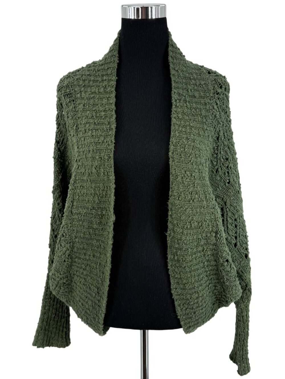 Anthropologie Green Knit Dolman Sleeve Open Front Cocoon Cardigan S | Whimsigoth - Picture 10 of 14